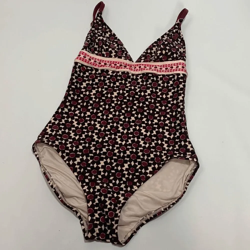 Kate Spade Women's Floral Tile Triangle One Piece Swimsuit Multi-Color Size XS